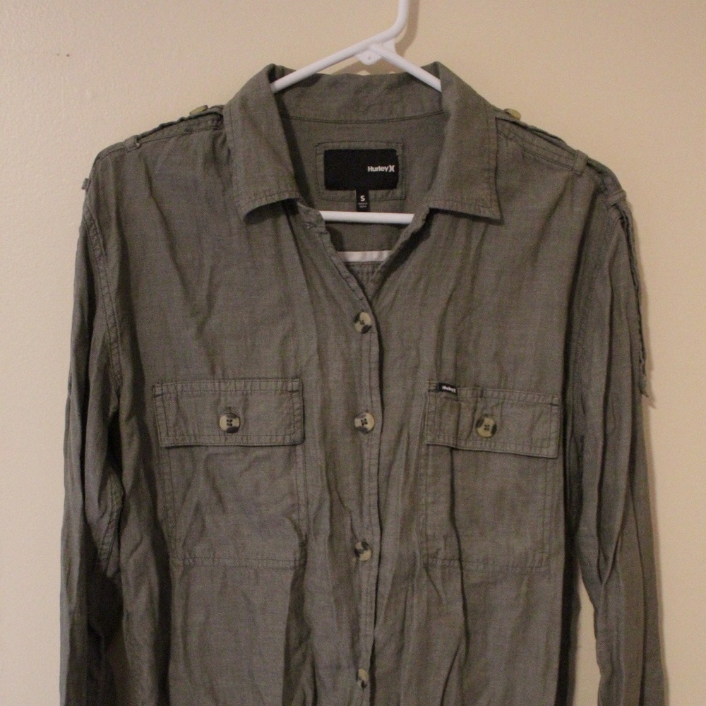 Army green Hurley utility style shirt